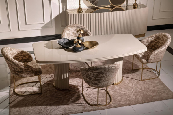 Iessgrupp Iesseck Iessdësch Still Set 7tlg Iesszëmmer Beige Holz Design