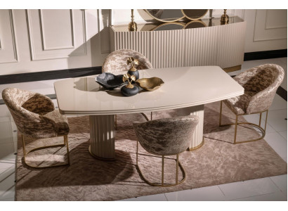 Iessgrupp Iesseck Iessdësch Still Set 7tlg Iesszëmmer Beige Holz Design