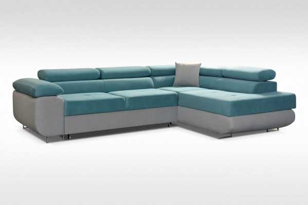 Design-Schlofkutsch Mébelen Textilpolster Gaang Kutsch Sofa L-Form Eckkouche Modern Eckkutsch