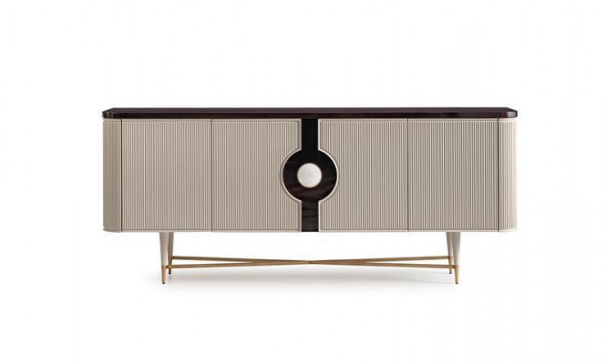 Sideboard Anrichte Schaf Kommode Holz Holzschaf Beige Luxus Design