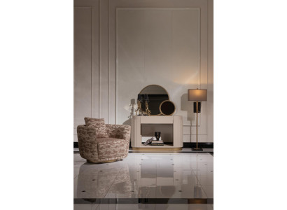 Setzer Wunnzëmmer Fautel Kommode Spigel Béige Stoff Holz Relax 3tlg