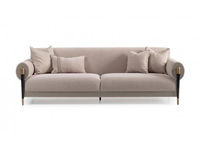 Dräisëtzer Stoffcouch Sofa 3 Sëtz Plüschcouch Modernen Design Beige Nei