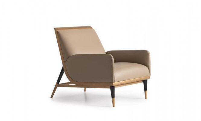 Sesselle vun engem Sëtz, Luxus Clubsessell, beige Kënschtlecher Lieder, Wunnzëmmer.