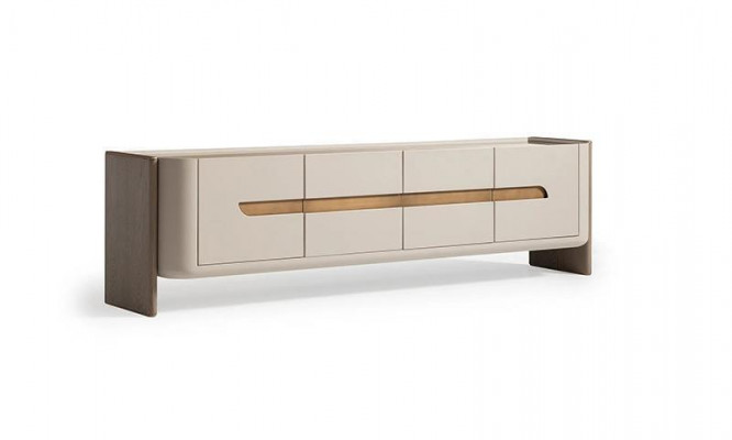 Sideboard RTV Lowboard TV Ständer Beige Holz Wunnzëmmer Schaf Modern