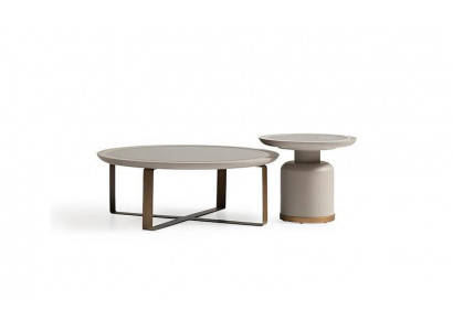 Kompletten Couchtisch Niewentisch Beige Sofadësch Metall Wunnzëmmer