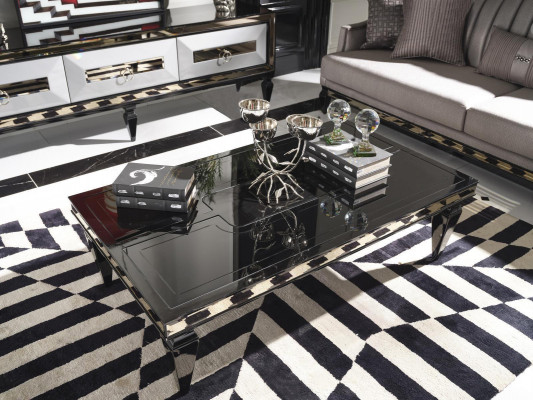 Soffadësch Couchtisch Säitendësch Kaffisdësch Holz Wunnzëmmer Schwaarz