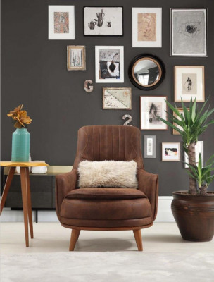 Fauteuil Ouerfauteuil Design Polster Wunnzëmmer 1Sëtz Kënschtläder Sëtzer