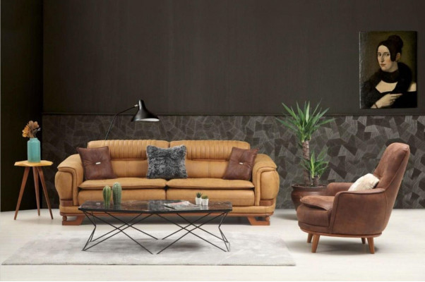 Fauteuil Ouerfauteuil Design Polster Wunnzëmmer 1Sëtz Kënschtläder Sëtzer