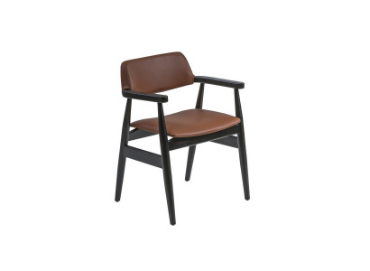 Design Aarmlehnstull Iesszëmmer Schwaarz Miwwelen Holzstull Nei Sëtz