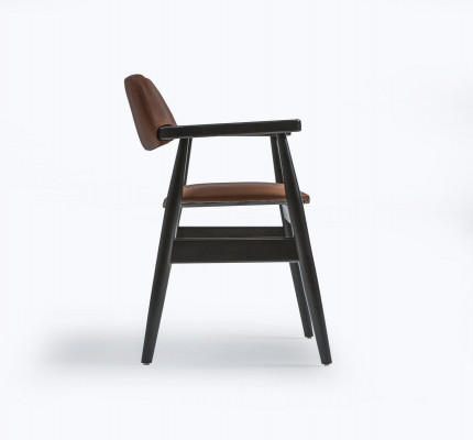Design Aarmlehnstull Iesszëmmer Schwaarz Miwwelen Holzstull Nei Sëtz