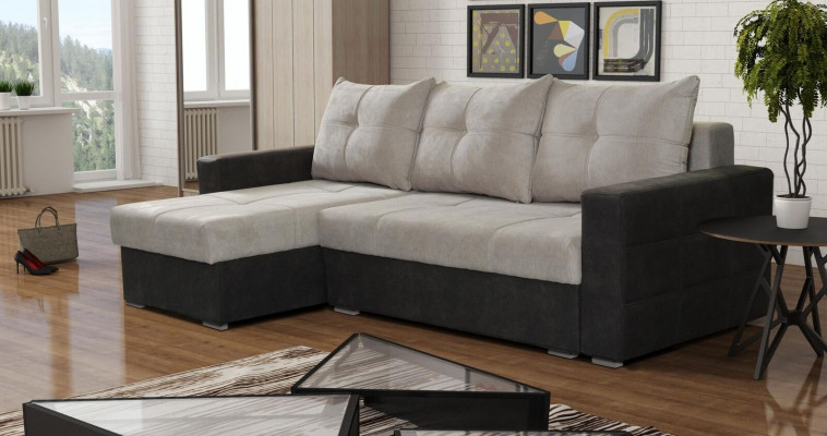 Luxus Eckcouch L-Form Edel Modern Sofas Italien Miwwelen Textil Beige Stoff Neit