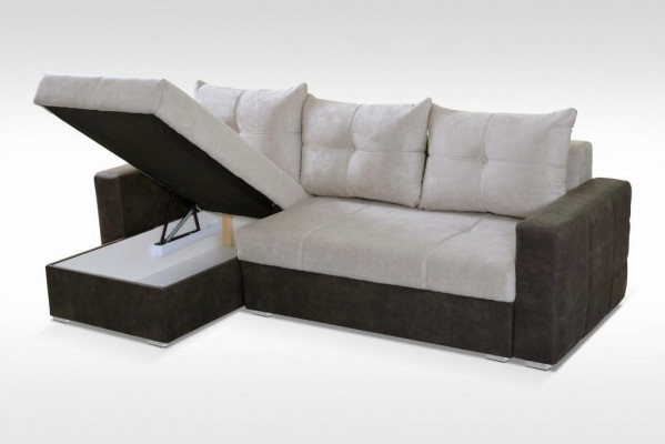 Luxus Eckcouch L-Form Edel Modern Sofas Italien Miwwelen Textil Beige Stoff Neit