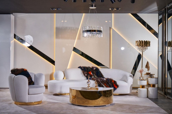 Modern Sofaaarbecht Wäissen Dräisëtzer Luxus Fauteuil Eedelt Couchdësch