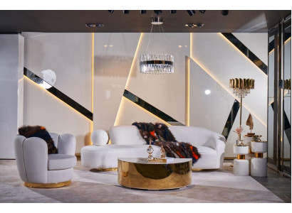 Modern Sofaaarbecht Wäissen Dräisëtzer Luxus Fauteuil Eedelt Couchdësch