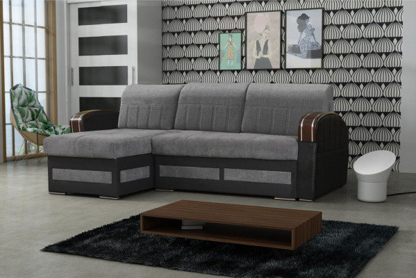 Luxus Textil Eckcanapé L-Form Polster Miwwel Nee Canapé Sëtz Miwwel Wunnlandschaft