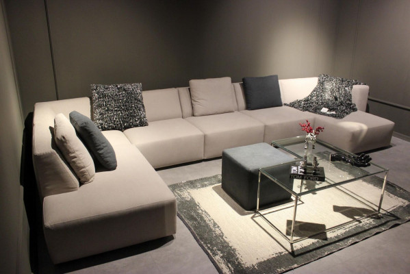 U-Form Sofa Modern Ecksofa mat Couchtisch Polstersofa Wunnzëmmer Miwwelen