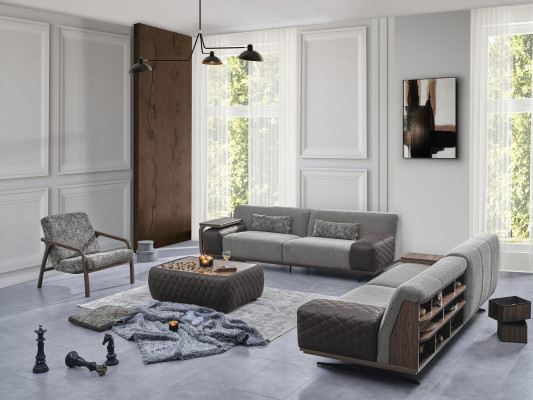 Modern Sofagarnitur 3stéckeg 2x Sofa Dräisëtzer Fautteuil Gepolstert Miwwelen Wunnzëmmer