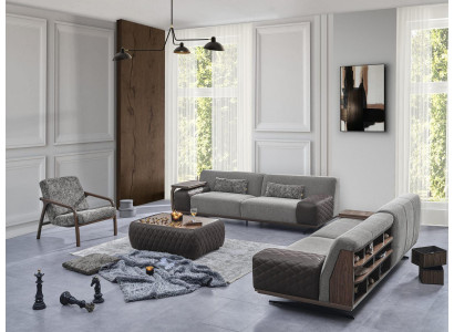 Modern Sofagarnitur 3stéckeg 2x Sofa Dräisëtzer Fautteuil Gepolstert Miwwelen Wunnzëmmer