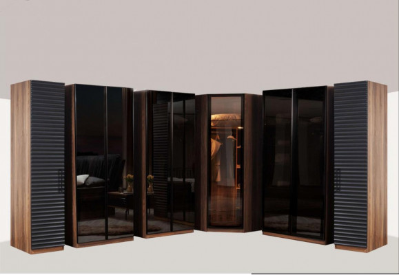 Schlofzëmmer Miwwelen Modernen Eckschaf Luxus Holzkleederschaaf