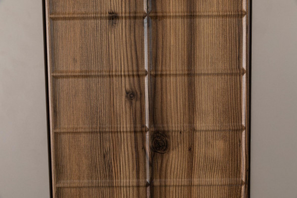 Schlofzëmmer Modern Garnitur Textil Duebelbett Holz Kleederschaf 4tlg