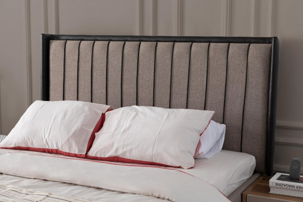 Grou Setschamber Garnitur Duebelbett 2x Nuetsdësch Holz Schminktisch