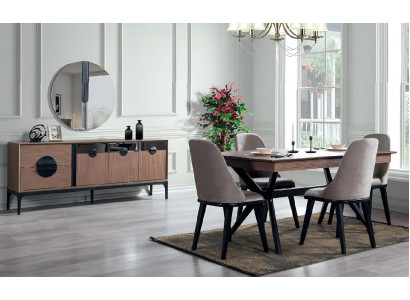 Luxus Iesszëmmer Set Iessdësch Sideboard mat Spigel Nei Komplett Modern Miwwelen