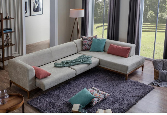 Gro Vagina Eckcouch L-Form Wunnlandschaft Wunnzëmmer Couchë Luxus Canapéen