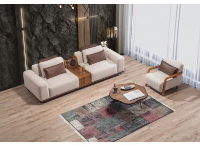 Béiges Exklusivt 2-Sëtzer Sofa Wunnzëmmer Couchen Modernen Zwësëtzeren