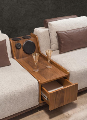 Béiges Exklusivt 2-Sëtzer Sofa Wunnzëmmer Couchen Modernen Zwësëtzeren