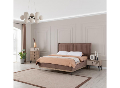 Brong Schlofkummer Duebelbett Designer Holz Modern 2x Nuetsdëscher