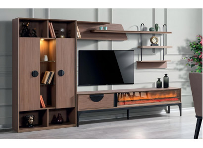 Wunnwand Wunnzëmmer Miwwelen TV-Ständer Modern Bicherregal Design Ariichtung