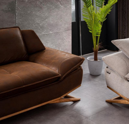 Modern Brong Faarf 3-Sëtzer Sofa Komfort an Stil an engem Ensemble nei.