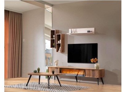 Styls Möbel fir d'Wunnzëmmer Modern RTV-Niddregschaf Holz Couchdësch Regal