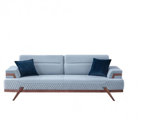 Modern Designer dräisëtzegt blo Stoffsofa, Ledercouchen nei