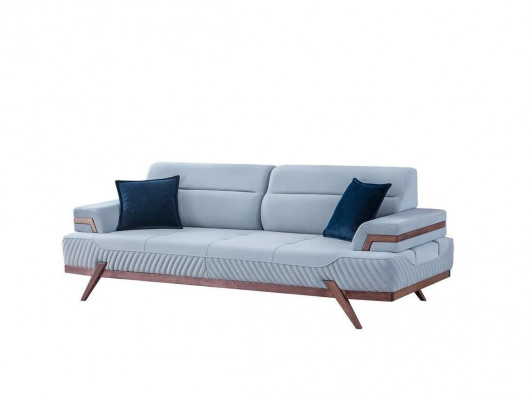 Modern Designer dräisëtzegt blo Stoffsofa, Ledercouchen nei