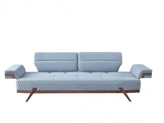Modern Designer dräisëtzegt blo Stoffsofa, Ledercouchen nei