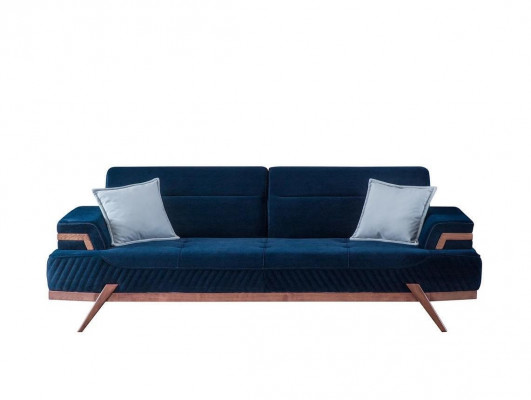 Däischterblo Sofa Wunnzëmmer 3-Sëtzer Textil Canapé Designer Dräisëtzer
