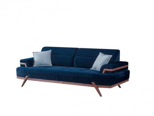 Däischterblo Sofa Wunnzëmmer 3-Sëtzer Textil Canapé Designer Dräisëtzer