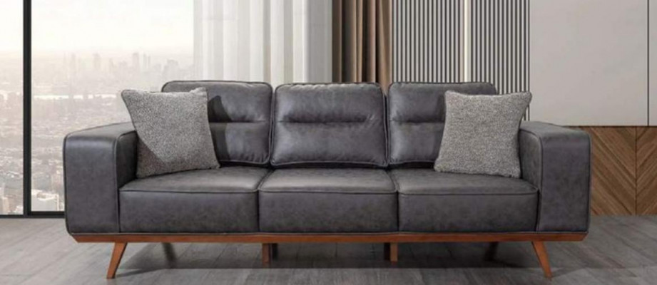 Modern gro Salz-3-Sëtzer Polstermöbel Luxus Ledersofa Wunnzëmmer Miwwelen
