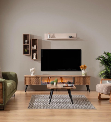 Wunnzëmmer Wandmiewel Designer RTV-Lowboard TV-Regal Hängeregalen 3tlg Set