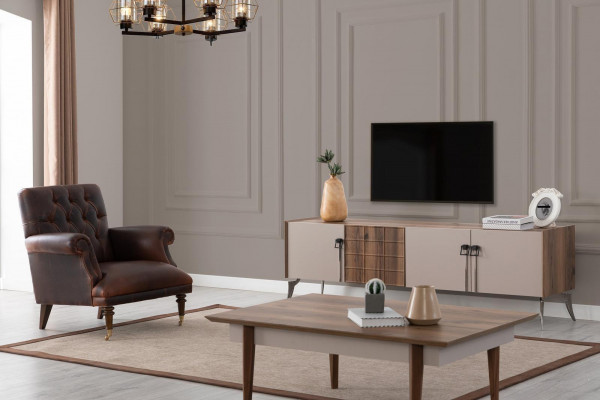 Wunnzëmmer Designer Set Luxus Couchtisch Modernen TV-Schaf 3-Deel Neit