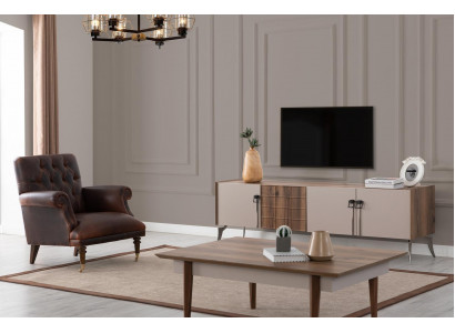 Wunnzëmmer Designer Set Luxus Couchtisch Modernen TV-Schaf 3-Deel Neit