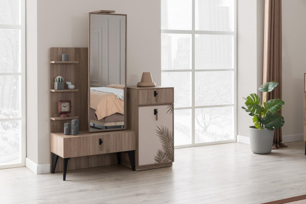 Schlofkummer Luxus Modern Kommode mat Spigel Modern Miwwelen Holz Nei