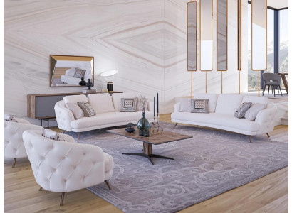 Modern Design Miwwelen Polstermebel Drësëtzeger Sofa Luxus 2x Fotell Dësch.