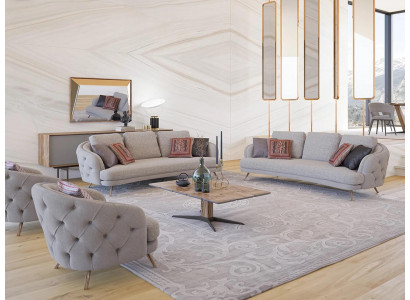 Designer grau Polstermöbel Wunnzëmmer Set 5-Stéck 2x Sofas Luxus 2x Still
