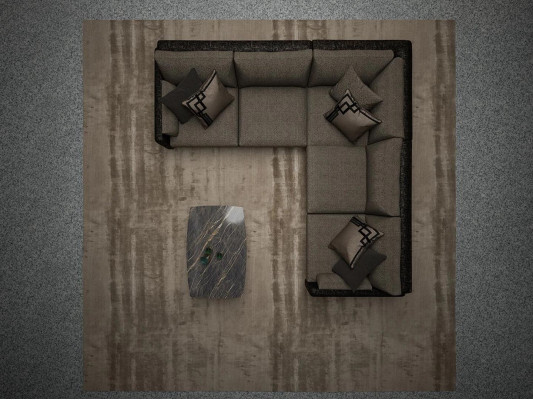 Garnitur Ecksofa L-Form Braun Textil Wunnzëmmer Luxus Couchtisch Neien Ariichtung