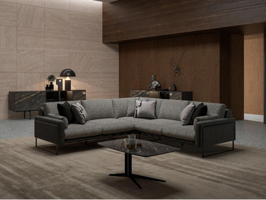 Luxus Design Neit Komplett Modern Eck Canapé L-Form Wunnzëmmer Dësch