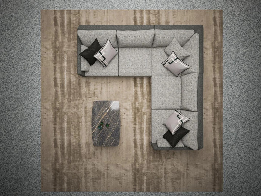 Luxus Design Neit Komplett Modern Eck Canapé L-Form Wunnzëmmer Dësch
