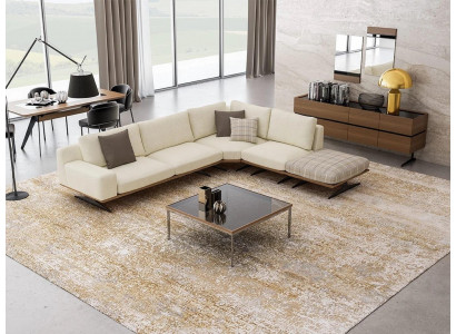 Wunnzëmmer Luxus Set Ecksofa L Form Polsterméibel Design Modern Dësch