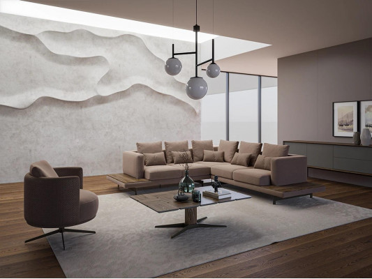 Wunnzëmmer Designer Miwwelen Luxus Garnitur Ecksofa L-Form Ariichtung Dësch.